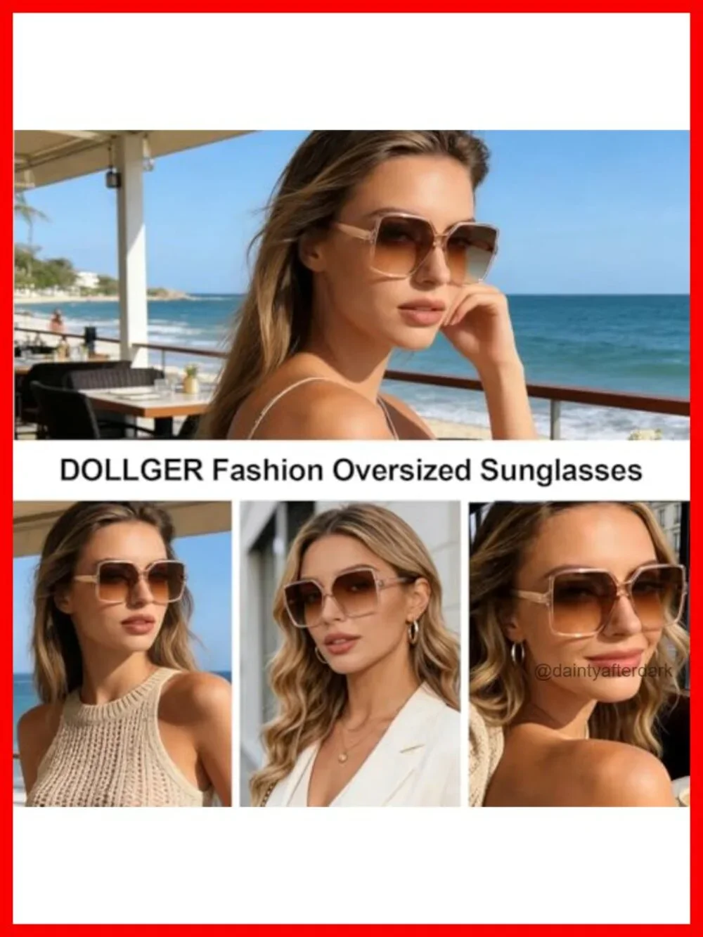 Oversized Square Sunglasses UV400 Protection Polycarbonate